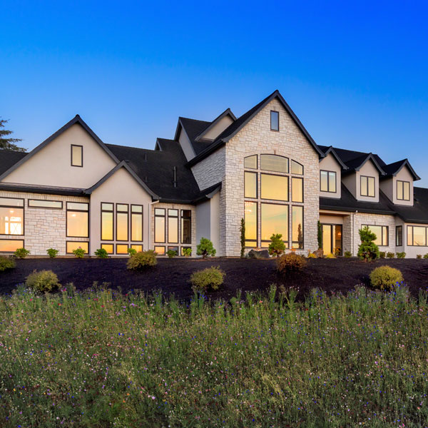 large home during sunset